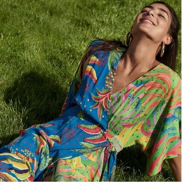Farm Rio Tahiti Wrap Maxi Dress, Small - Picture 13 of 13